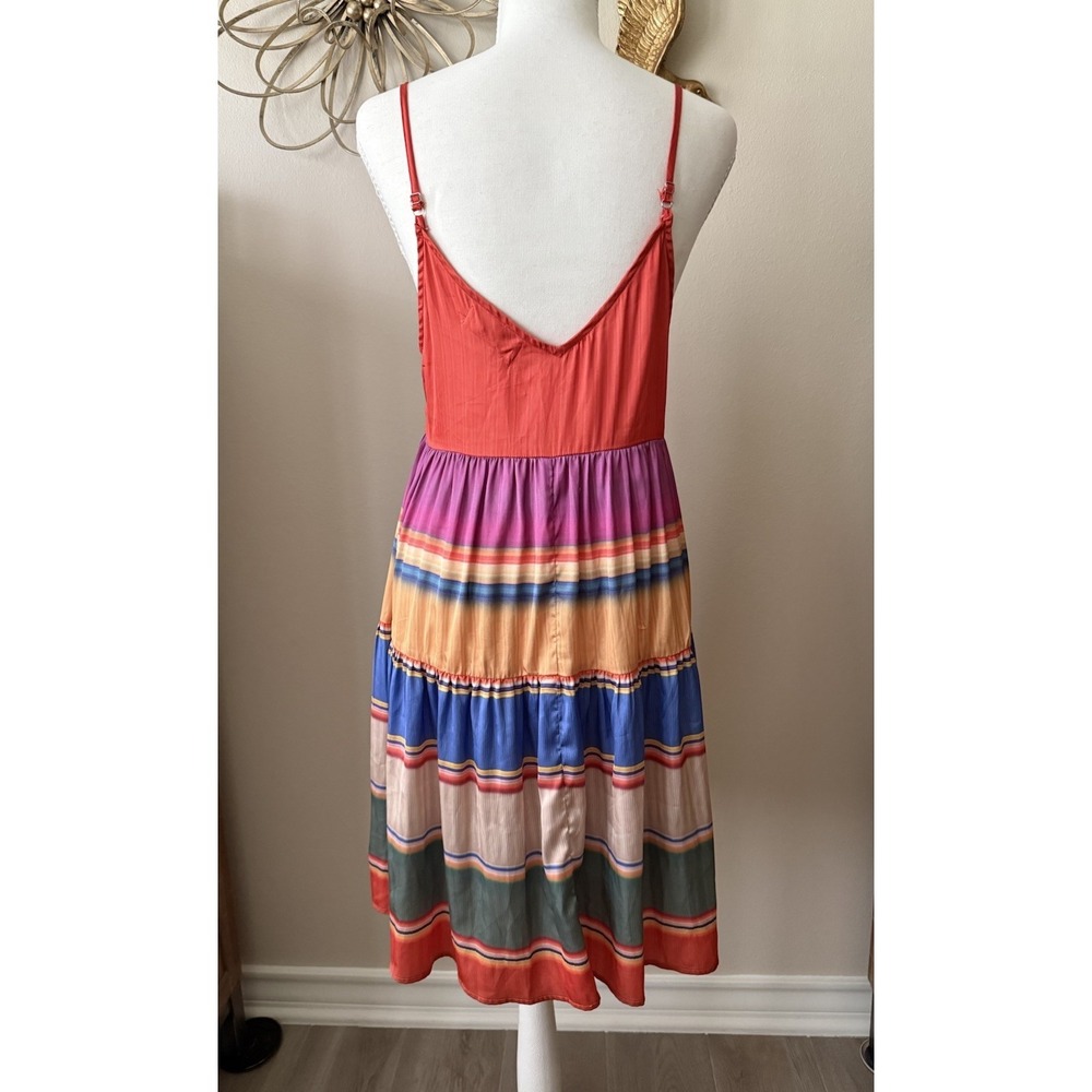 Dear John Dress‎ Small Colorful Stripe Midi Sundress Spaghetti Strap Summer - Picture 2 of 6